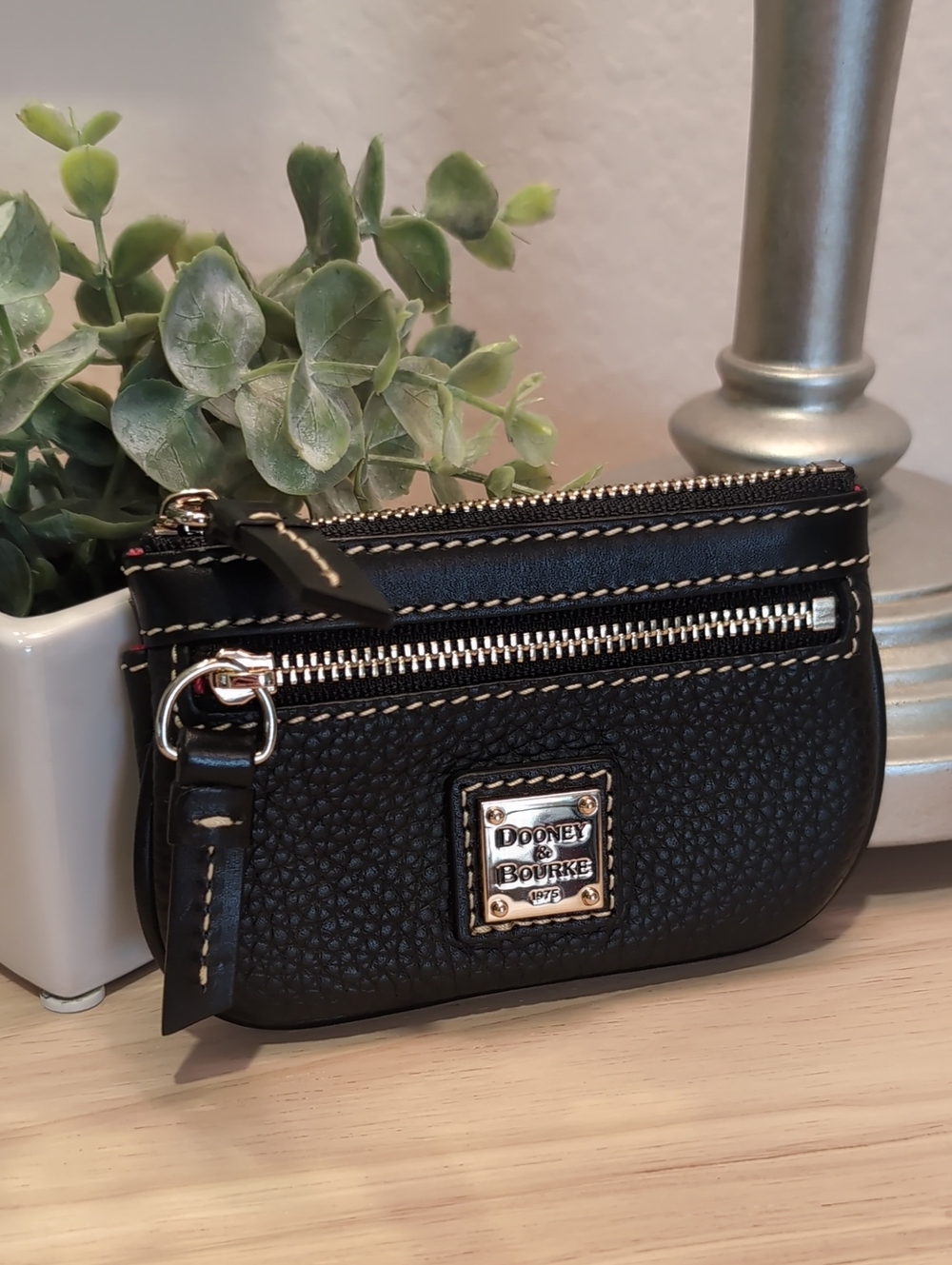Dooney & Bourke Pebble Grain Small Coin Case Black Black